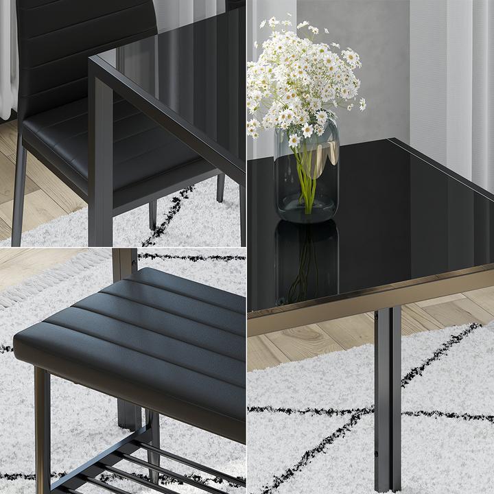 Actual product image Vicco Esstisch-Set Grand, Schwarz, 120 x 70 cm 4-teiliges Set (Glass)