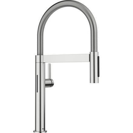 Blanco, Küchenarmatur, CULINA-S II Mini Sensor PVD steel Hochdruck Mit herausziehbarem Schlauch Wechsel Klarst