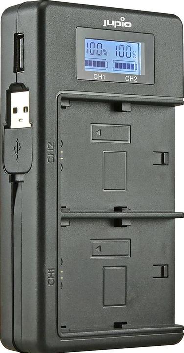 Jupio USB Duo Charger LCD voor Fujifilm NP-W126(S) (JDC2006V2) (Kamera Akku Ladegerät)