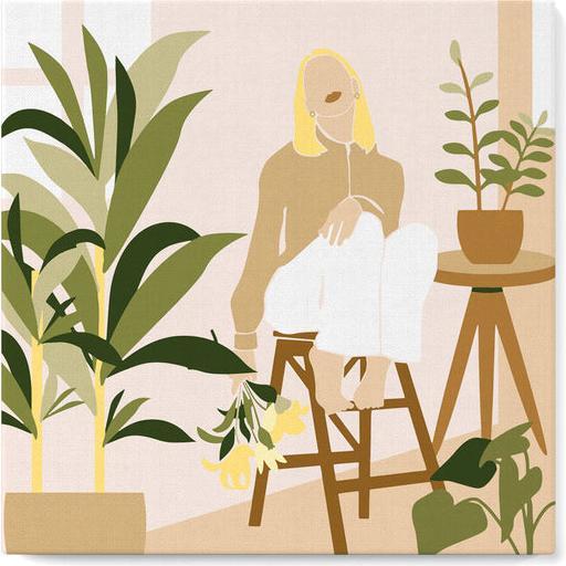 Actual product image Figured'Art Mini Paint by Numbers framed - Woman in the Room with Plants