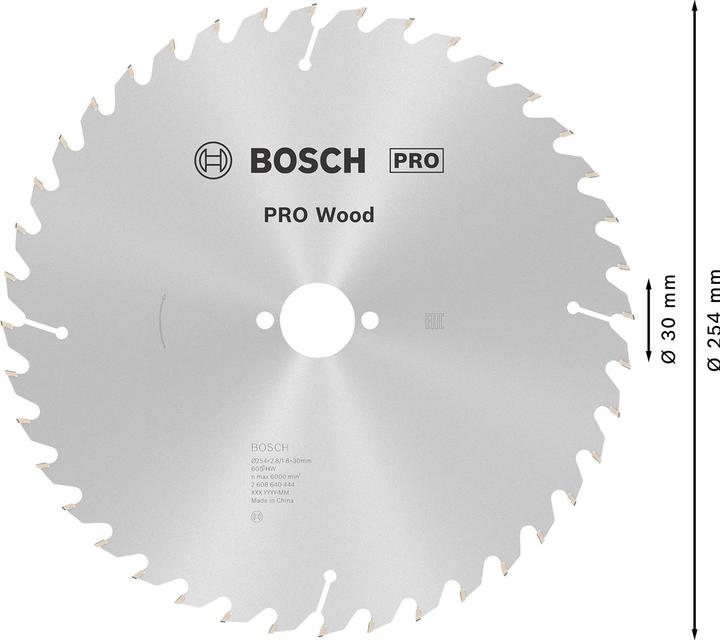 Produktbild Bosch Professional Zubehör PRO Wood Kreissägeblatt, 254 x 2,8 x 30 mm