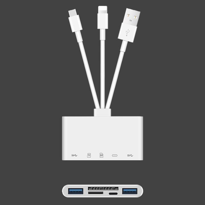 Immagine prodotto Deltalabs Lettore di schede da Lightning a SD/MicroSD e adattatore di ricarica per Apple (Lightning, MicroDot, USB tipo C, USB-A)
