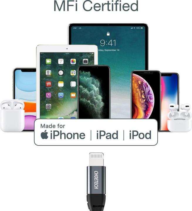 Immagine prodotto Choetech Cavo USB-C/Lightning>80cm (1.20 m, USB 2.0, 18 W)