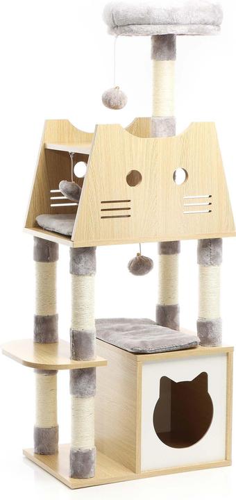 Actual product image Fudajo Scratching post (126 cm, Light wood and grey plush)