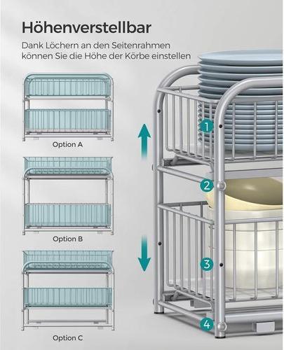 Image du produit Songmics Küchenregal 2 Schubladen
