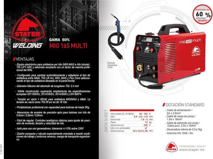 Actual product image Stayer Professional welding machine MIG 165 MULTI
