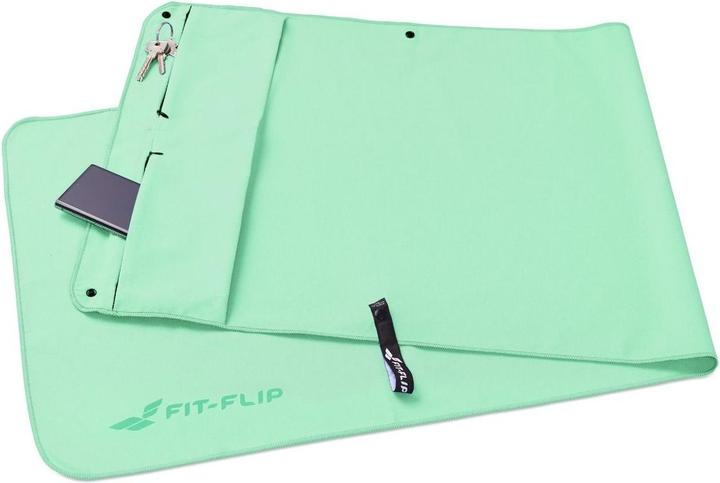 Produktbild Fit-Flip Fitnesshandtuch Mikrofaser mit Reissverschlusstasche 130x48cm (130 x 48 cm)