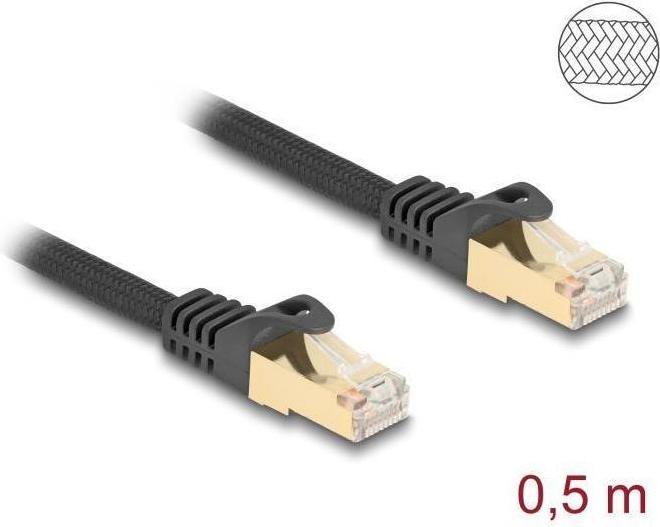 Actual product image Delock RJ45 network cable with braided sheath Cat.6A S/FTP St (S/FTP, CAT6a, 0.50 m)