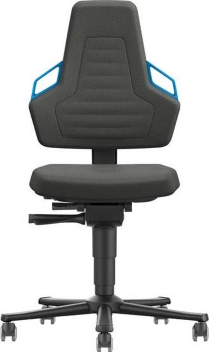 Produktbild Bimos Arbeitsdrehstuhl Nexxit Rollen Kunstlederpolster schwarz Grifffarbe blau 450-600 mm