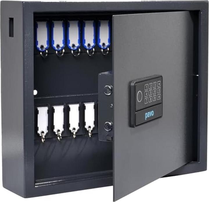 Actual product image pavo High Security key safe grey with 20 hooks electronic lock