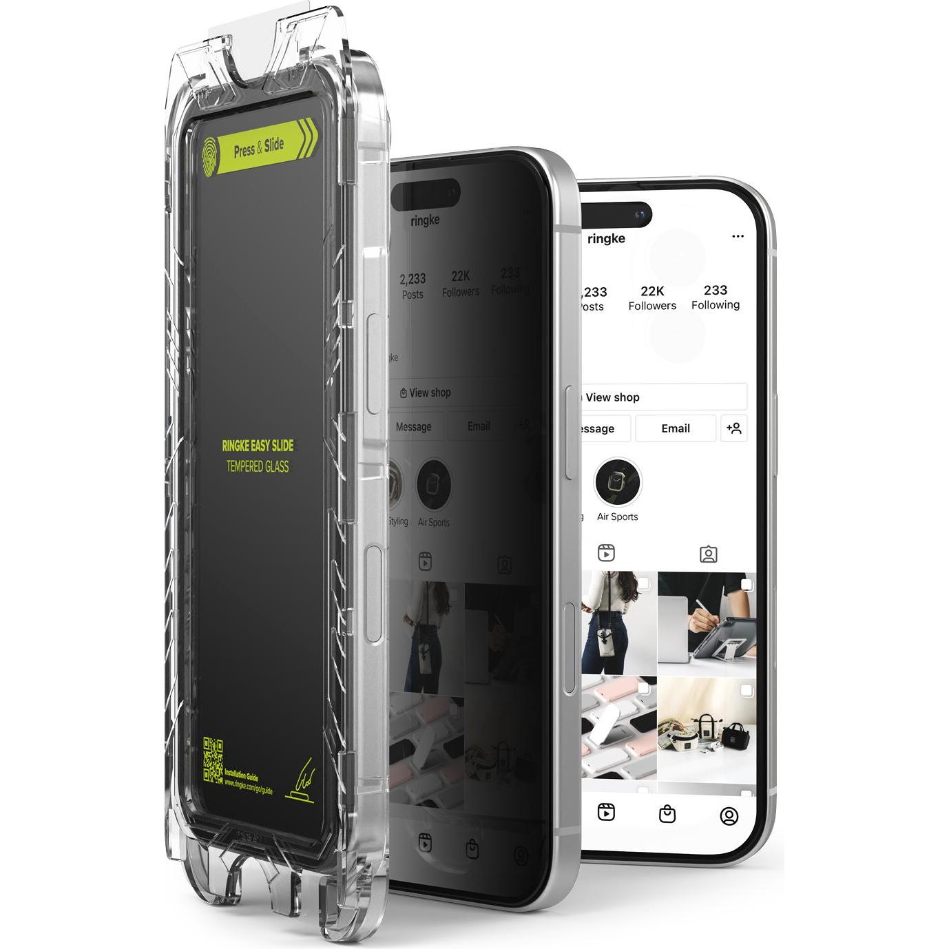 Thumbnail - Ringke Screen Protector for iPhone 16 Pro EASY SLIDE PRIVACY TEMPERED GLASS 2 pack, w installation Jig (2 Stück, Apple i...