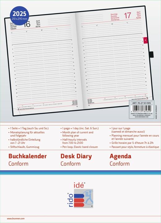 Actual product image Rido Idé Book calendar model Conform (2025) (A4, 1 month / 1 page)