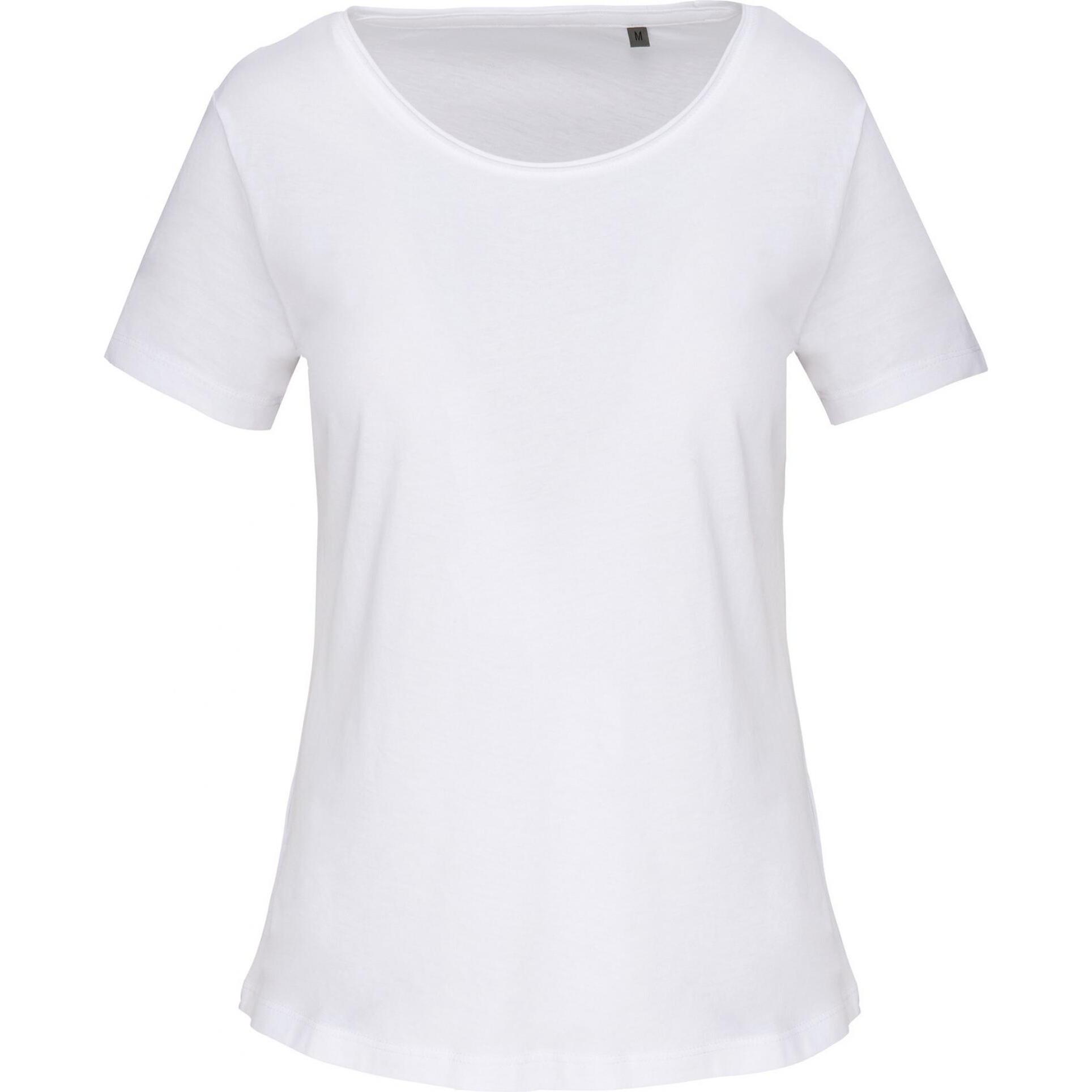 Kariban, Shirt, Bio-T-Shirt Kragen mit Rand Franken Frau, Weiss, (S)