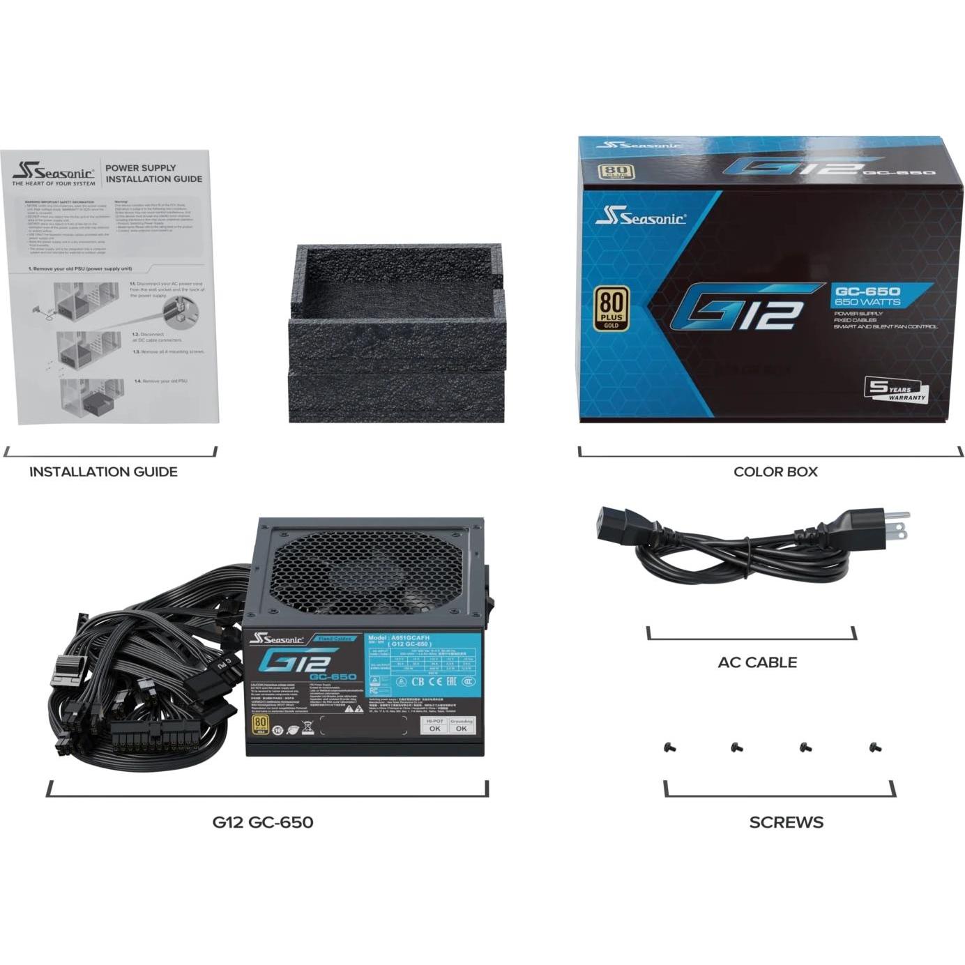 Thumbnail - Seasonic G12 GC-650 NEW 650W ATX3.0 (650 W), PC Netzteil, Schwarz