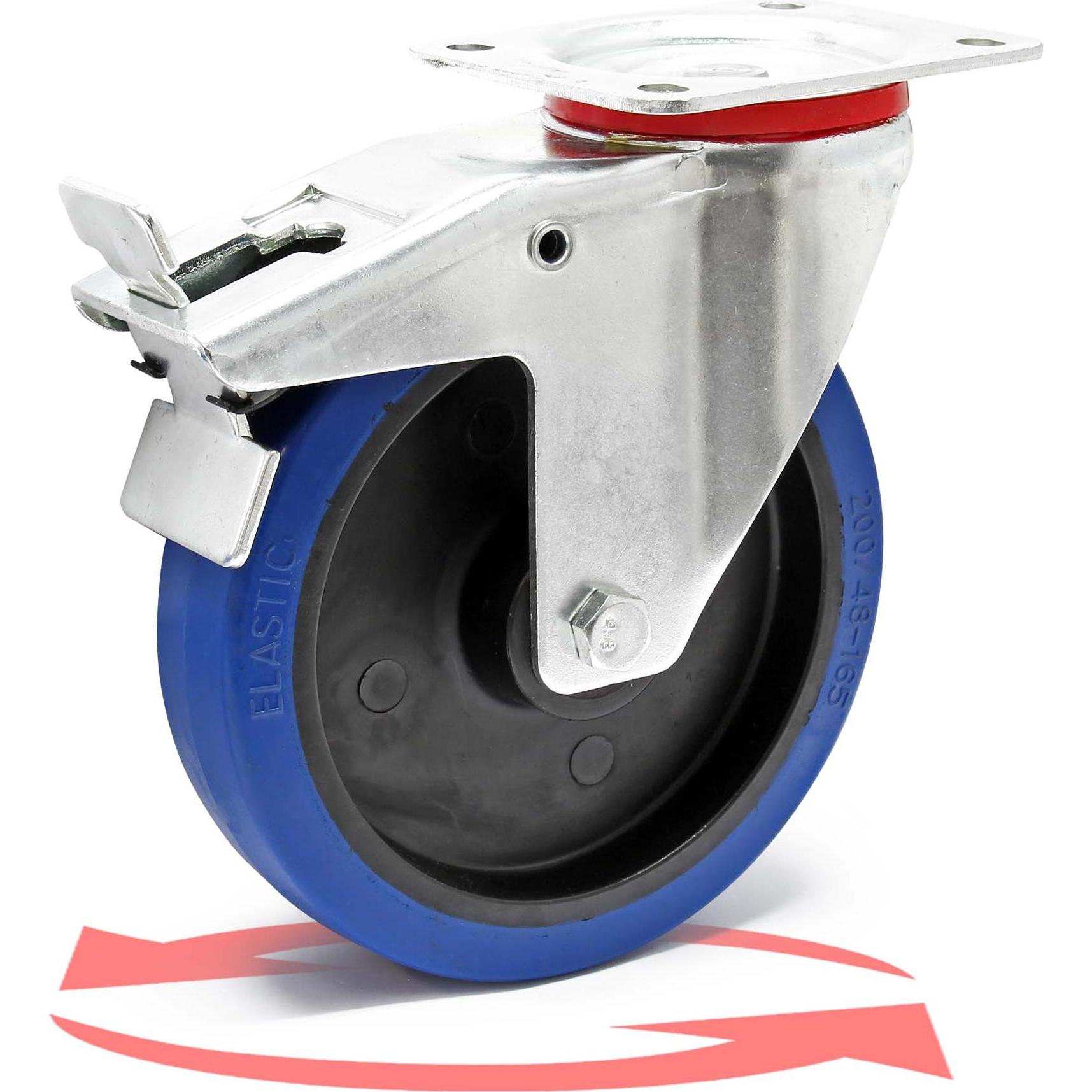 Wiltec, Möbelrollen, Lenkrolle m. Bremse Transportrolle Laufrolle 200mm 350kg Möbelrolle