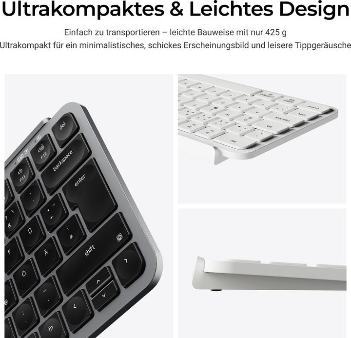Produktbild Keychron B1 Pro Ultra-Slim Wireless Tastatur Space Gray de (DE, Kabelgebunden, Kabellos)