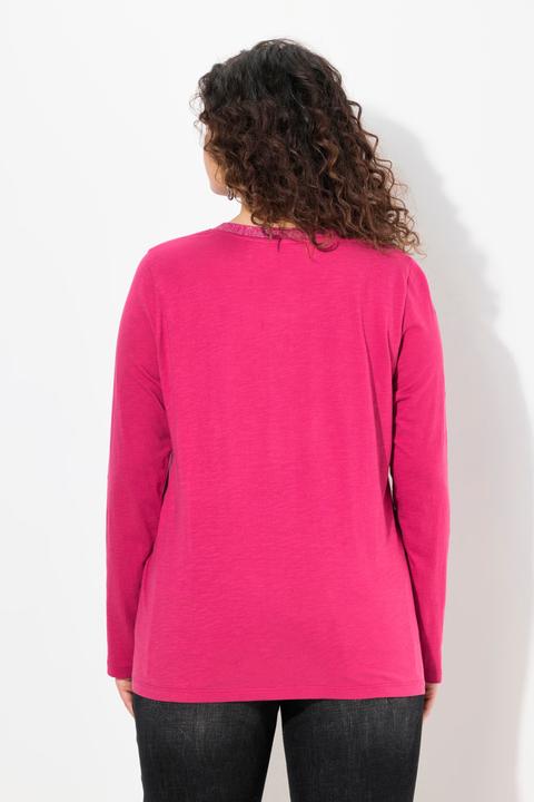 Immagine prodotto Ulla Popken Maglia con abbottonatura glitter, scollo a V e maniche lunghe (42, 44)