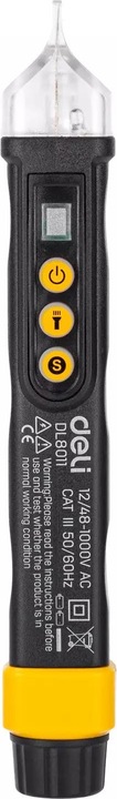 Immagine prodotto Deli Tools Tester di tensione senza contatto EDL8011, 12/48-1000V AC (nero) (CAT III 1000V)