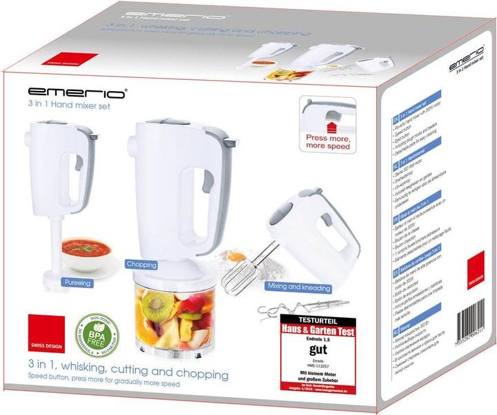 Productafbeelding Emerio Handmixer met deeghaak, garde, hakmolen (300 W)