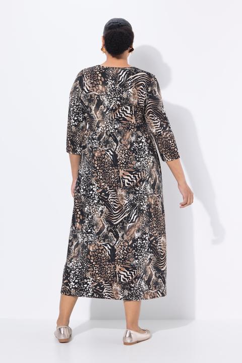 Actual product image Ulla Popken Animal Print Empire Knit A-Line Pocket Dress (54)