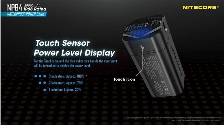 Image du produit Nitecore Banque d'alimentation NPB4 - 20000mAh, étanche (20000 mAh, 18 W, 72.80 Wh)