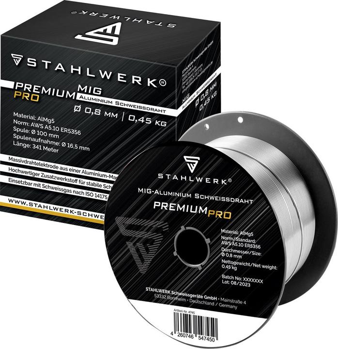 Produktbild Stahlwerk Schweissdraht MIG MAG Aluminium ER5356 AlMg5 0,8 mm 0,45 kg Drahtrolle
