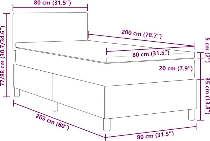 Image du produit VidaXL Lit boxspring (80 x 80 cm)