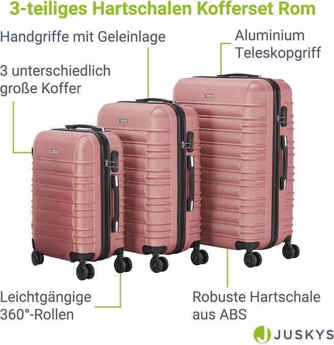 Actual product image Juskys 3-teiliges Hartschalenkoffer-Set mit 360° Rollen (120 l)