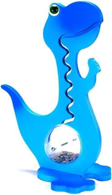 Big Belly Bank BigBellyBank Blaue zweifarbige Kugelbahn-Spardose Dino aus Holz 60cm