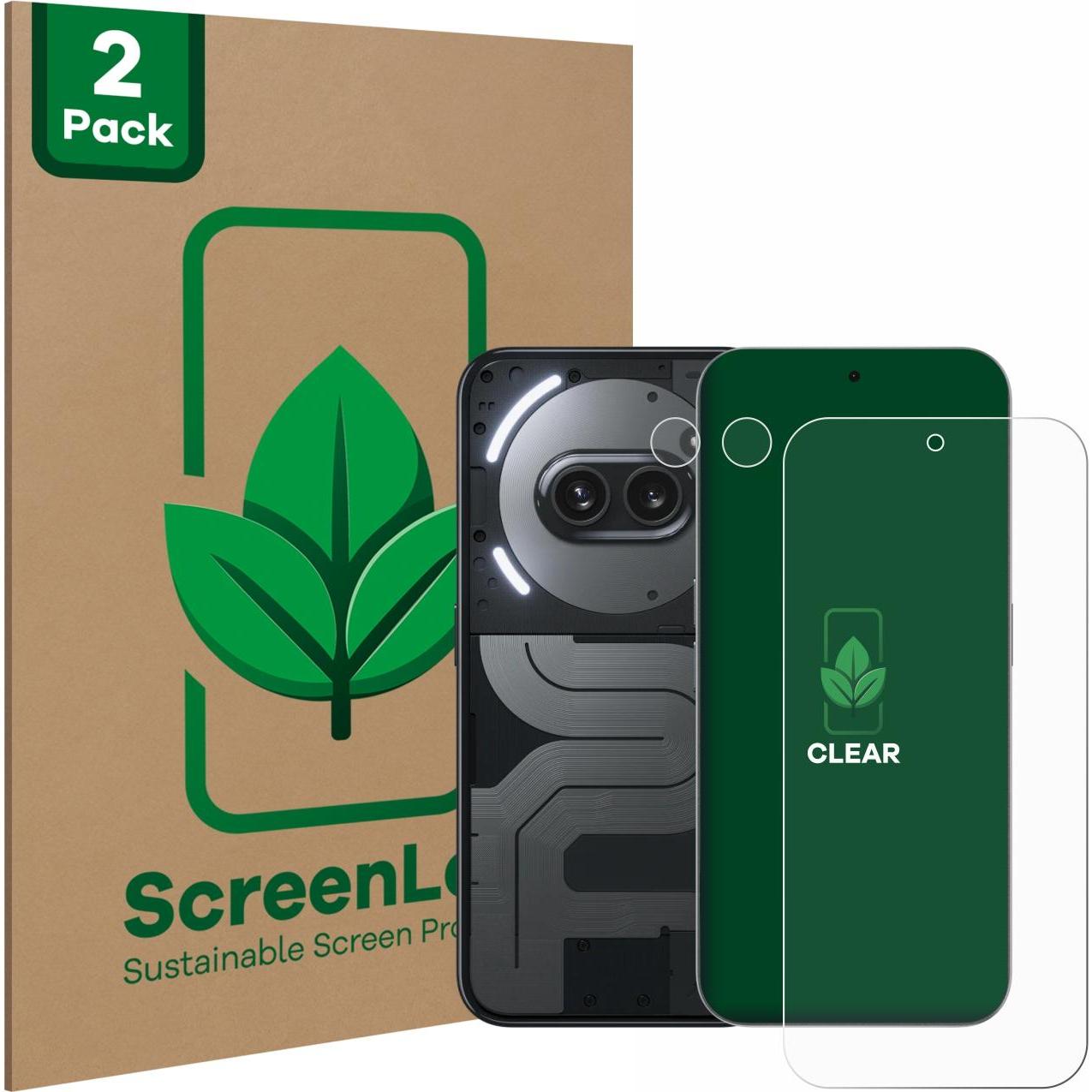 ScreenLeaf Schutzfolie nachhaltiger Displayschutz Displayschutzfolie Folie Klar Transparent (2 Stück, Nothing Phone (2a)...