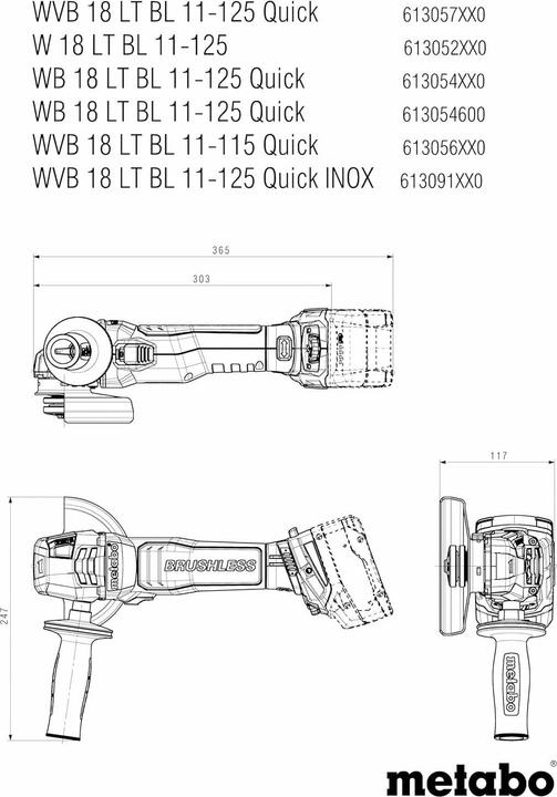 Immagine prodotto Metabo Smerigliatrice angolare a batteria W 18 LT BL 11-125 (125 mm)