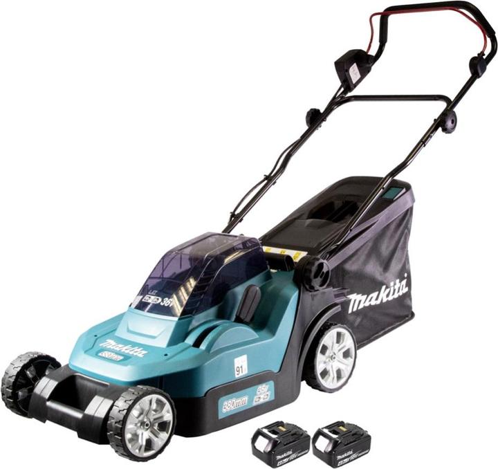 Productafbeelding Makita DLM 432 M2 accu grasmaaier 36 V ( 2x 18 V ) 43 cm Borstelloos + 2x Accu 4.0 Ah - zonder (Oplaadbare batterij)