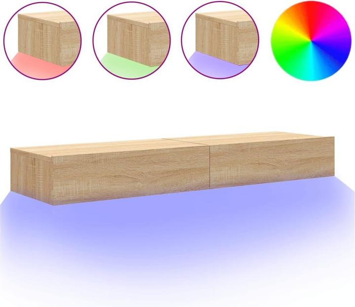 Actual product image vidaXL TV Schrank mit LED-Leuchten Fernsehschrank Lowboard 2 Stk. Sonoma-Eiche