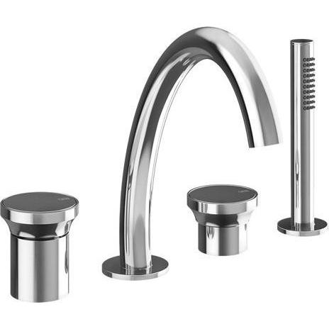 Gessi, Badarmatur, Origini 4-Loch-Wannenarmatur, mit Auslauf, Umsteller, Schlauch, 2-Wege, Wannenrandmontage
