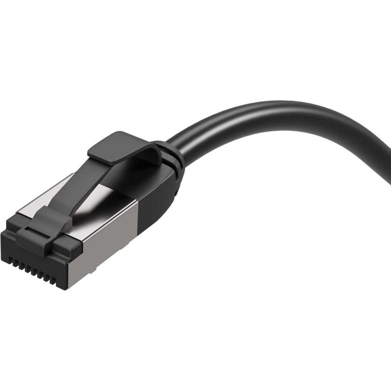 Thumbnail - Flexline -Netzwerk-Patchkabel CAT. 8.1 U/FTP PIMF, extra dünn TPE schwarz 0,25m (U/FTP, CAT8.1, 0.25 m), Netzwerkkabel