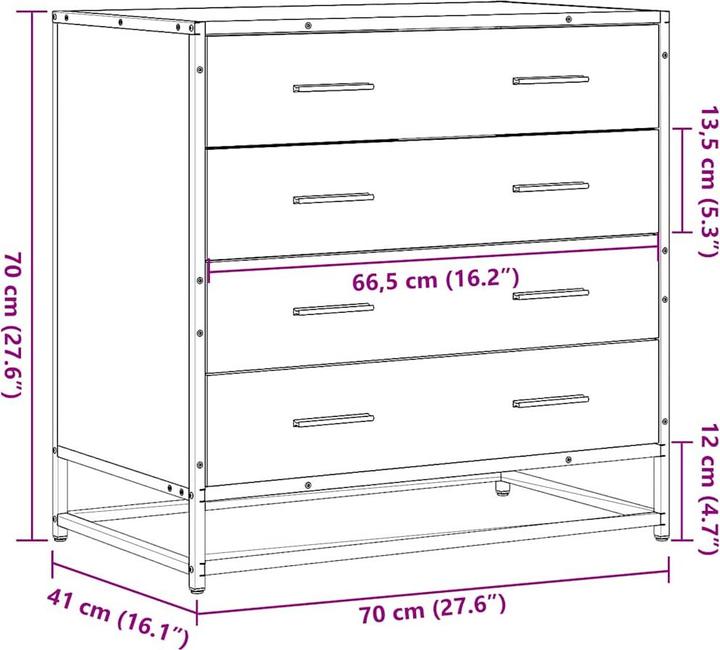 Image du produit vidaXL Armoire à tiroirs (70 x 41 x 70 cm)