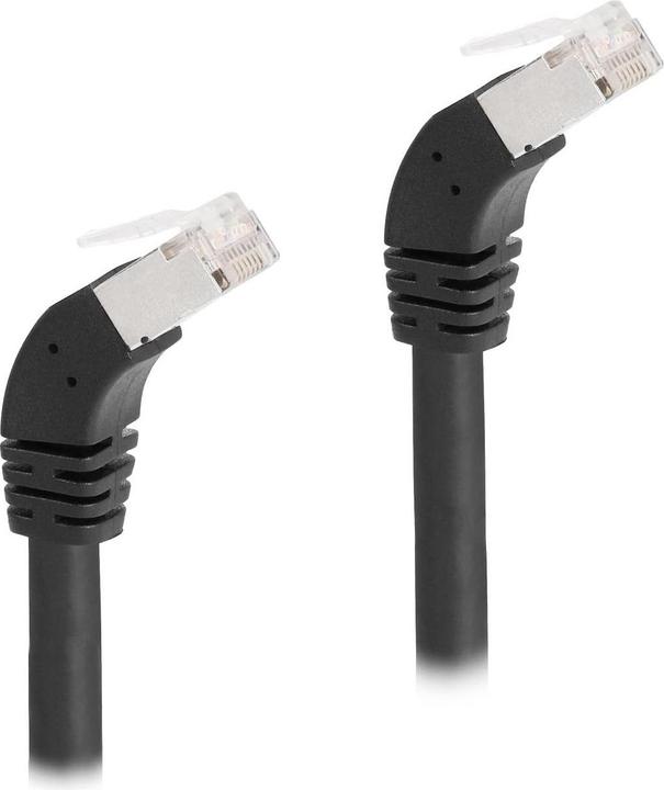 Produktbild Delock Patchkabel 45° unten gewinkelt Cat 6A, S/FTP, 0.5 m, Schwarz (S/FTP, CAT6a, 0.50 m)