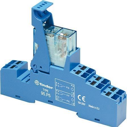 Actual product image Finder Complete relay 16A 1 C/O 24V DC, with LED, complete with relay, base with "Push-In" terminals