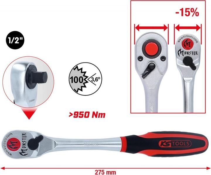 Produktbild KS Tools 1/2 Monster Umschaltknarre (1/2")