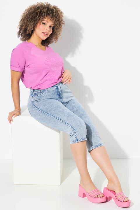 Produktbild Ulla Popken Capri Sarah, Denimsweat, Jeansoptik, Gürtelschlaufen (52)