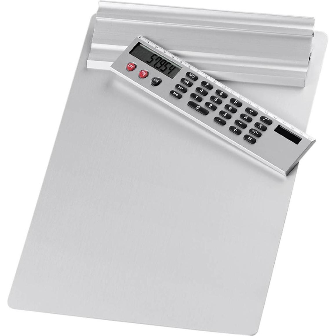 Wedo, Unterlage, Klemmbrett A4 aus Aluminium mit abnehmbarem Solarrechner (23 x 32 cm)