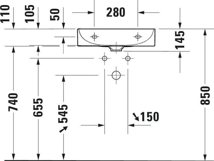 Actual product image Duravit Washbasin DURASQUARE o ÜL m HLB 500x470mm without tap hole white (470 mm, 500 mm)