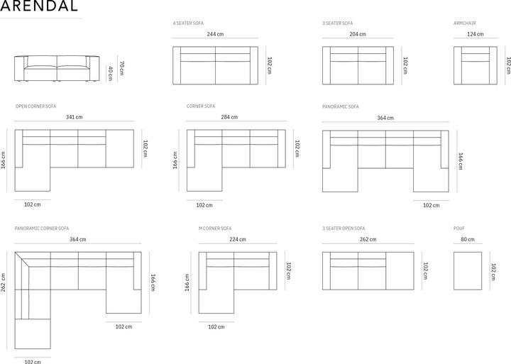 Actual product image Cosmopolitan Design Velvet Right Sofa, "Arendal", 4 Seats, Bottle Green, 262x102x70 Made in Europe