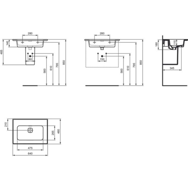 Thumbnail - Ideal Standard, Waschbecken, Möbelwaschtisch Strada II 64 x 46 cm weiss T363301 (460 mm, 640 mm)