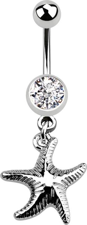 Immagine prodotto Star Piercing Banane silber mit Anhänger Seestern silber (senza ottone, Acciaio chirurgico 316L)