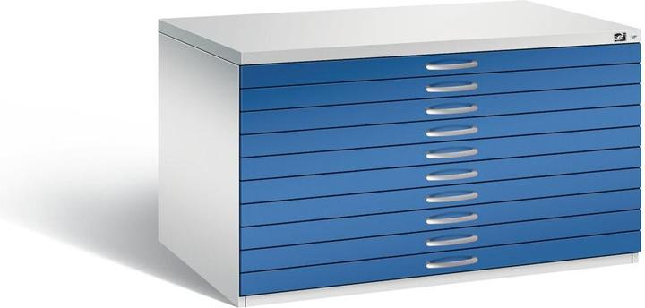 Immagine prodotto C+P Archivio per disegni, UNI A0, 10 cassetti, altezza 760 mm, grigio chiaro / blu