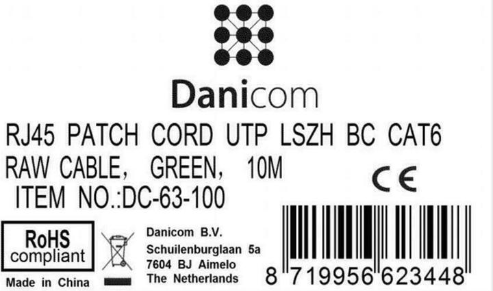 Produktbild Dsit CAT6 Netzwerkkabel, U/UTP, 10 meter, Grün, 100% Kupfer (U/UTP, CAT6, 10 m)