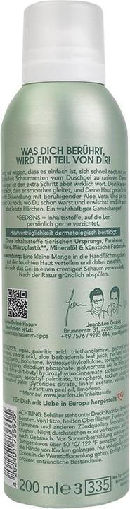 Valori nutrizionali e ingredienti Jean & Len Rasiergel Aloe Vera, Vitamin E 200 ml (200 ml, Gel da barba)
