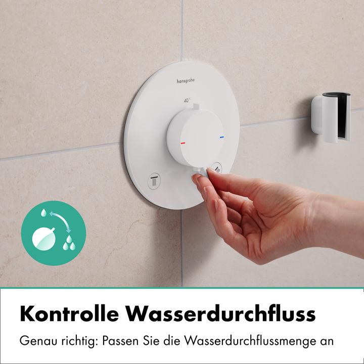 Actual product image hansgrohe Thermostatic Shower and Bathtub Mixer with SafetyStop, Water Flow Control, Ultra-Flat Design