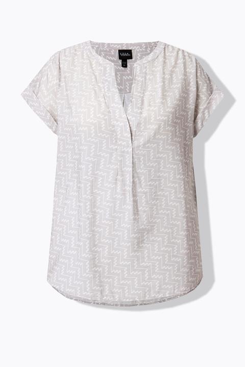 Actual product image Ulla Popken Zigzag Print Cap Sleeve Blouse (62)